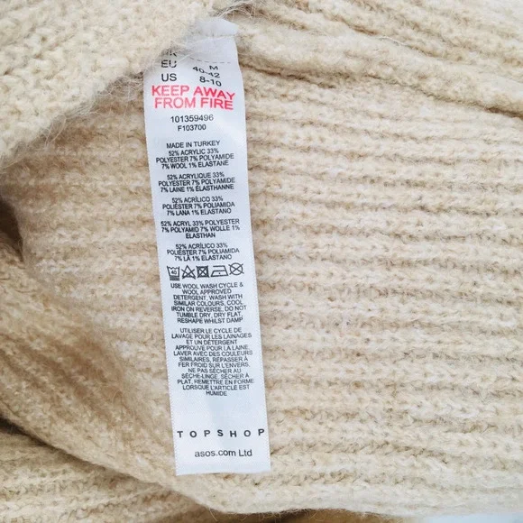 Topshop Cardigan Sweater Beige Belted Long Sleeve Cable Knit Long NEW - Picture 7 of 10